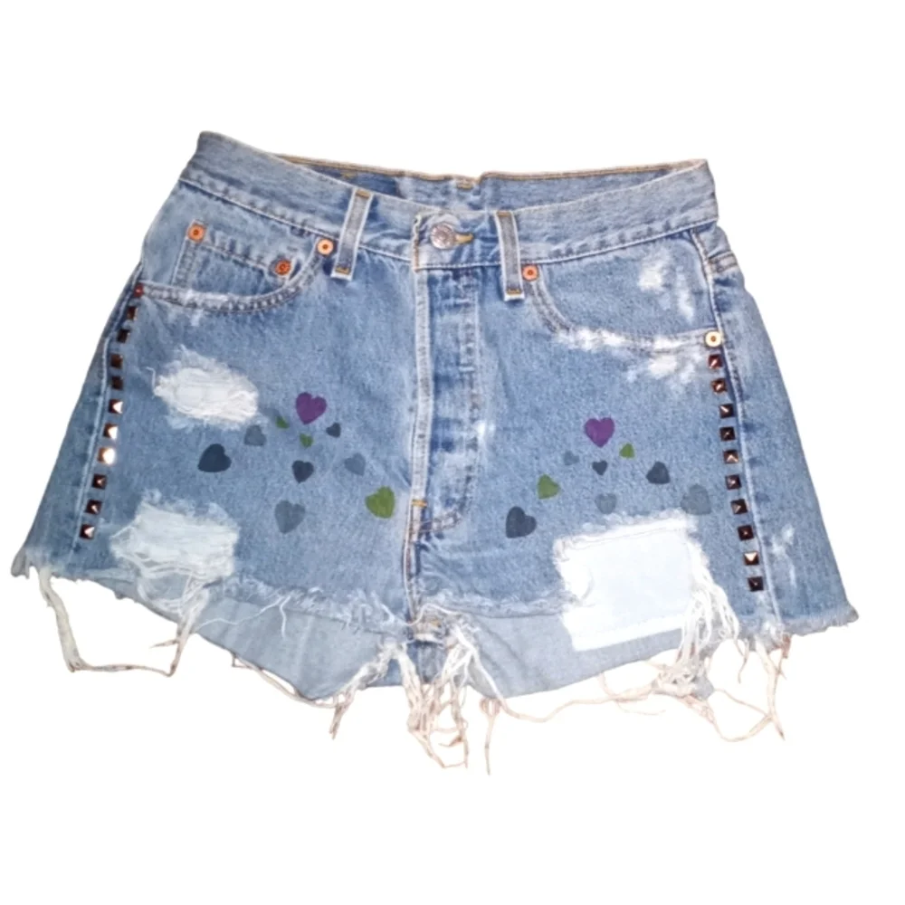 Levi's upcycled raw hem distressed jean shorts